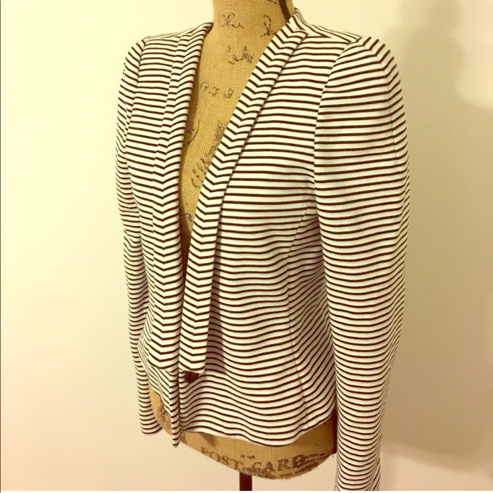 BCBG Black White Striped Blazer